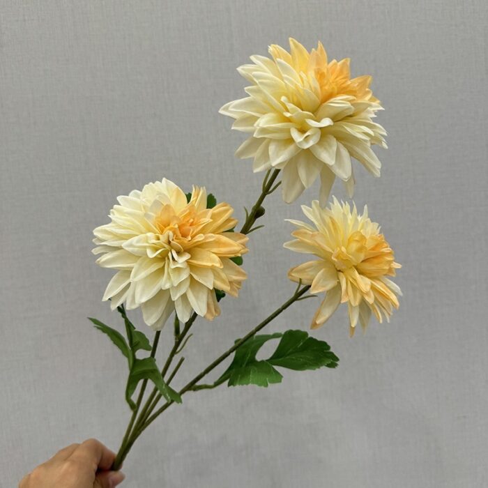 Silk Dahlia 3 Heads - YM2008 artificial flower in champagne