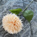 Silk pompon ball bouquet with leaves, perfect for artificial wedding flowers or home decor.