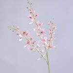 Artificial pink silk Vanda orchids displayed on stems for floral arrangements.