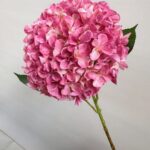 Realistic pink silk hydrangea flower bouquet, featuring vibrant artificial blooms for home decor.