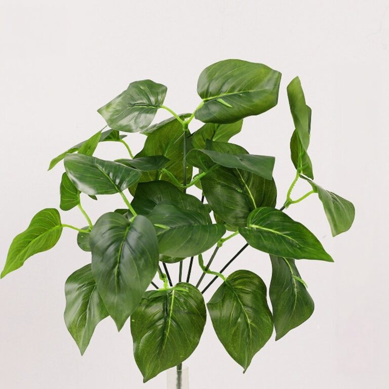 Artificial plastic leaves for home decor and crafts; vibrant faux greenery foliage