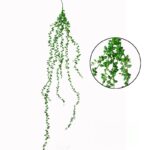 Artificial hanging plastic vines and lush greenery display, suitable for home decor.