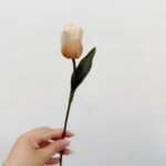 Realistic Pu-Tulip faux flower stem, ideal for artificial wedding flowers or elegant home decor.