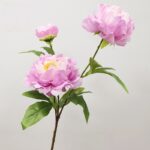 Three artificial pink silk peony flowers bouquet - durable faux floral home decor