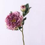 Artificial silk peony flowers featuring two heads, perfect for everlasting bouquets or decor.