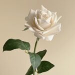 Realistic white faux rose bouquet on stem, perfect for wedding centerpieces or home decor.