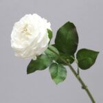 Realistic white artificial rose on a stem, perfect for wedding or sophisticated home decor.