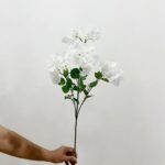 White silk bougainvillea artificial flowers used for wedding centerpieces or home decor.