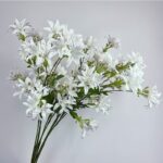 Bouquet of artificial white silk lilies featuring seven heads, perfect for realistic home decor.