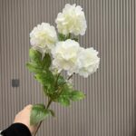 Artificial white silk hydrangea bouquet with four large heads for realistic floral decor