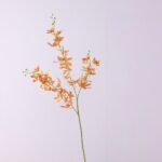Artificial silk Vanda orchid branch with delicate orange flowers for elegant home decor and gifts.