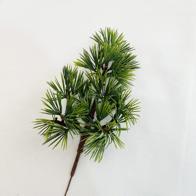Realistic faux flower stems of green pine leaves, perfect for wedding centerpieces and home decor accents.