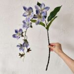 Realistic 3D artificial lilac jasmine bouquet with green foliage, ideal for home decor.