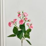 Pink silk roses bouquet of 12 heads on greenery stems, perfect faux floral arrangement.