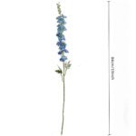 Tall faux blue Delphinium silk flower arrangement stick display for home decor.