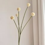 Artificial silk dandelions with five fluffy white heads, ideal for elegant home decoration.