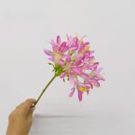 Beautiful faux pink and white silk Agapanthus floral spray on a stem, perfect for indoor decor.