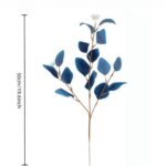 Artificial faux blue silk leaf branches for home and wedding decor.