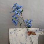 Realistic blue silk lily bouquet, 12 heads, perfect for home decor or photo props.