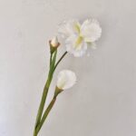 White faux silk iris bouquet featuring three artificial flower heads for home decor.