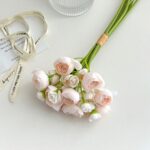 Artificial silk lotus bouquet in soft peach pink tones for elegant floral decor and gifting