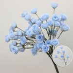 Artificial light blue silk rose bouquet for home decor and everlasting gifts.