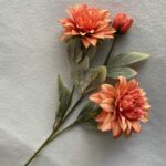 Realistic silk dahlia bouquet for artificial wedding flowers or home decor.