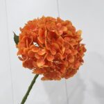 Real touch orange hydrangea flower with green stem and leaf