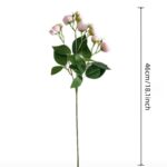Artificial pink rose branch with 12 heads, perfect silk flowers for wedding or home decor