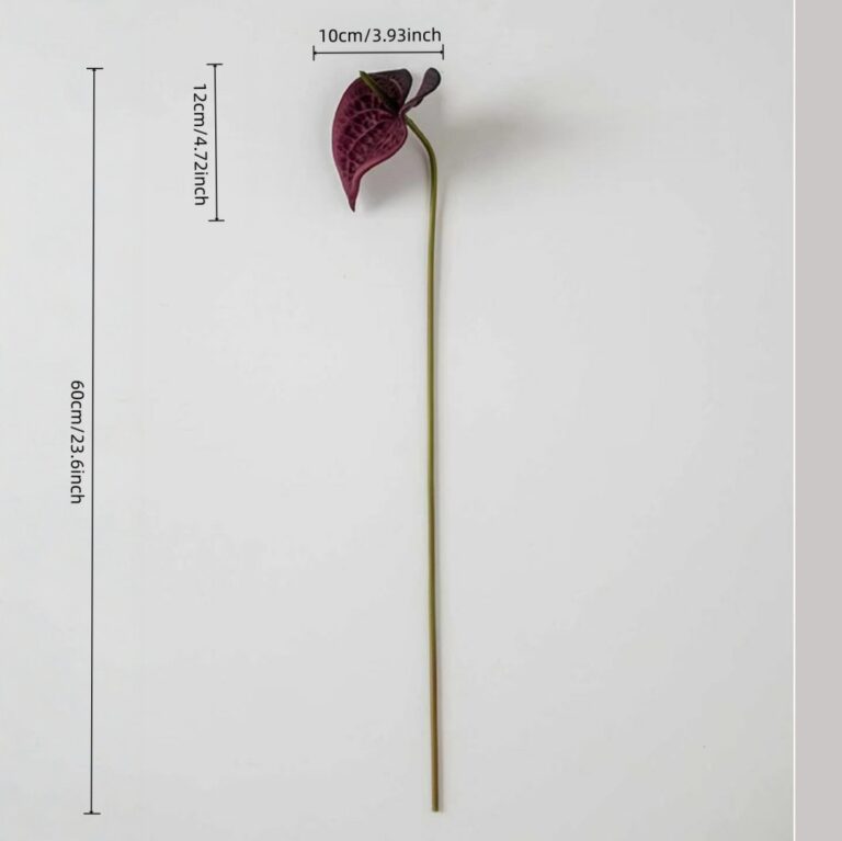 EVA-Anthurium burgundy flower on a slender stem, ideal tropical floral accent piece