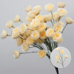 Artificial pale yellow rose bouquet featuring 6 delicate silk heads, perfect for home decor or floral arrangements.