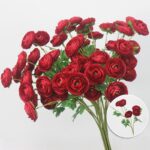 Artificial red rose bouquet made of silk fabric, perfect for lasting home decor arrangements.