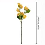 Artificial silk orange jasmine flower stem with realistic leaves for home decor.