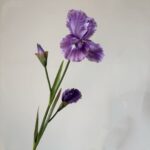 Artificial silk iris flower bouquet with three lavender blooms for perfect floral decoration.