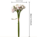 Artificial white silk lotus flower bouquet centerpiece with green stems.