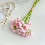Beautiful pink artificial lotus flower bouquet with romantic gift ribbon for decoration