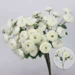 Bundle of white silk lotus flowers, 6 heads, artificial floral arrangement for decor.