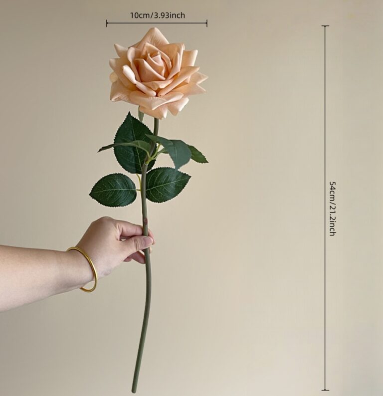 Realistic faux rose stem perfect for wedding centerpieces and elegant home decor.