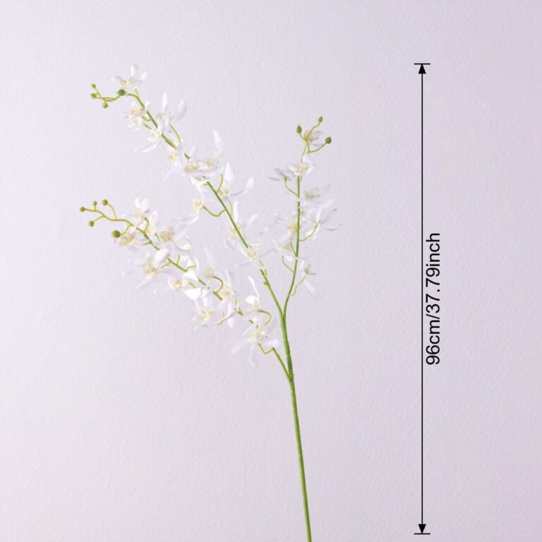 Realistic artificial silk Vanda orchid spray in pure white for home decoration