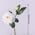 Image of artificial white silk peonies with green leaves for home decor