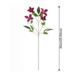 Artificial silk clematis flower stem with 4 realistic blooms and greenery