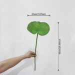 Large artificial lotus leaf decor with stem, perfect for tropical wall art or fake foliage accents.