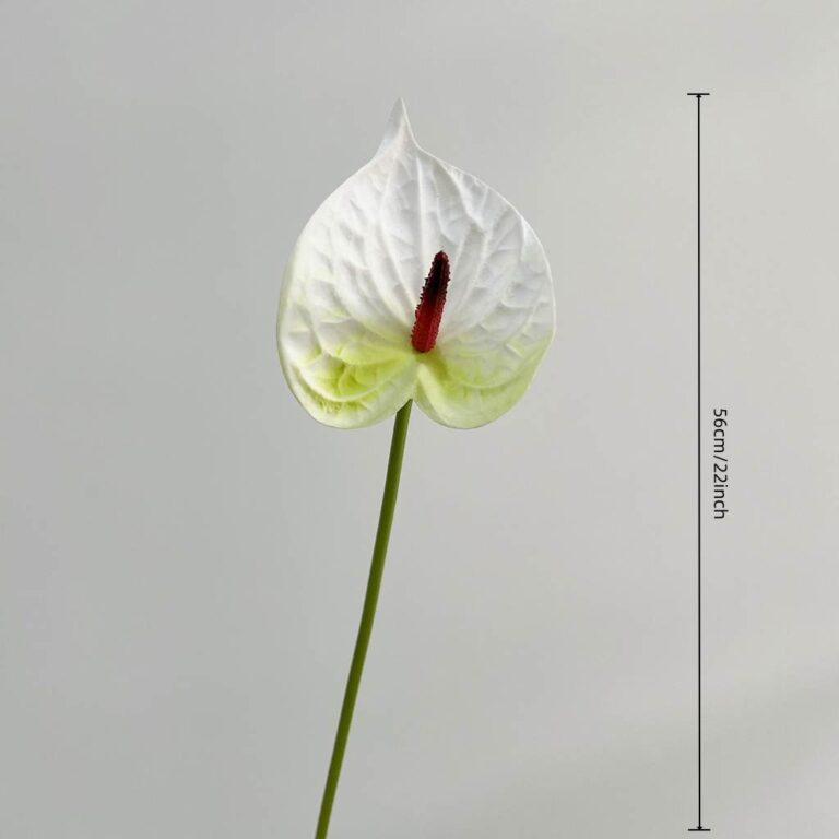Realistic white Pu-Anthurium bouquet suitable for artificial wedding flowers or centerpiece decor.