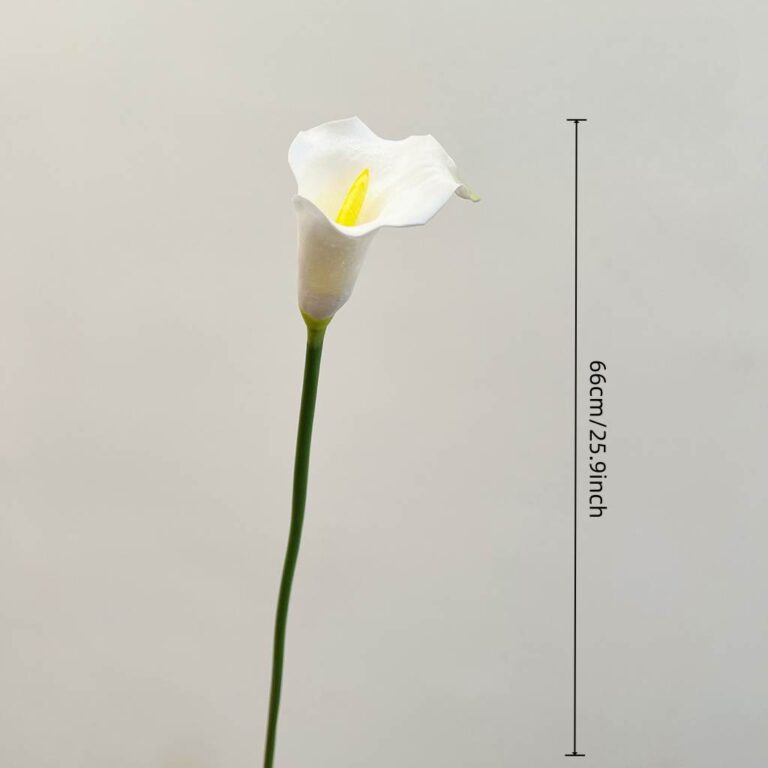 Realistic white calla lily faux flower stem, perfect for wedding or home artificial decor.