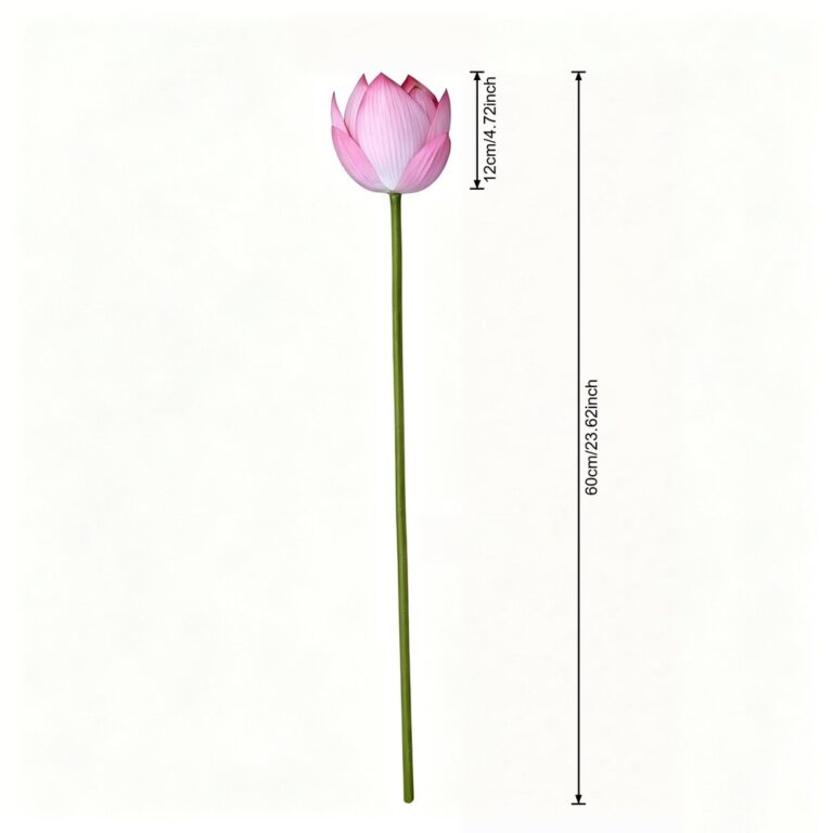 Realistic artificial silk pink lotus flower arrangement for home decor, measuring 60cm tall.