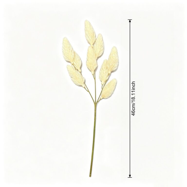Faux bunny tail plumes bouquet featuring nine creamy white plastic accents for decor.
