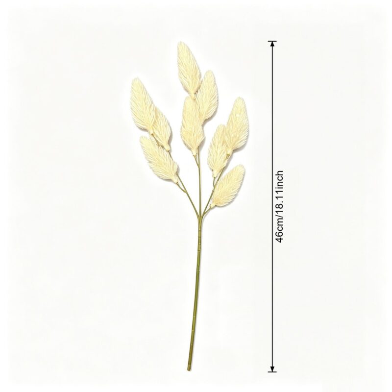 Faux bunny tail plumes bouquet featuring nine creamy white plastic accents for decor.