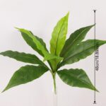 Artificial PVC leaf set featuring nine realistic green leaves for decorative garlands and props.