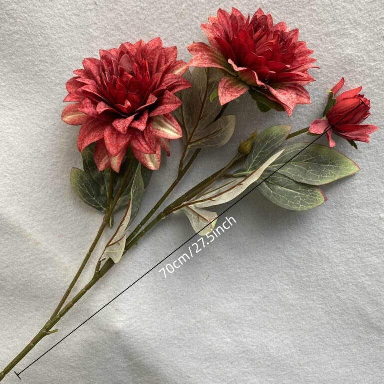 Realistic silk dahlia bouquet perfect for artificial wedding flowers or home decor.