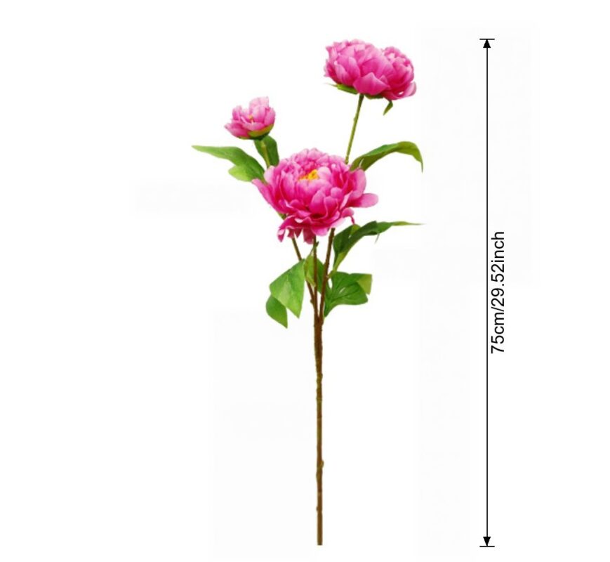 Silk Peony artificial flowers arrangement with three pink blooms for home decor